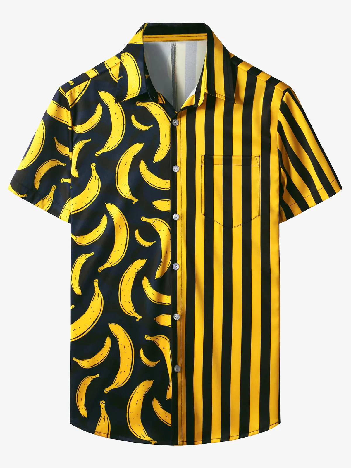Men's banana yellow stripe print pocket tropical fruit summer vacation casual short sleeve shirt
Men's banana yellow stripe print pocket tropical fruit summer vacation casual short sleeve shirt