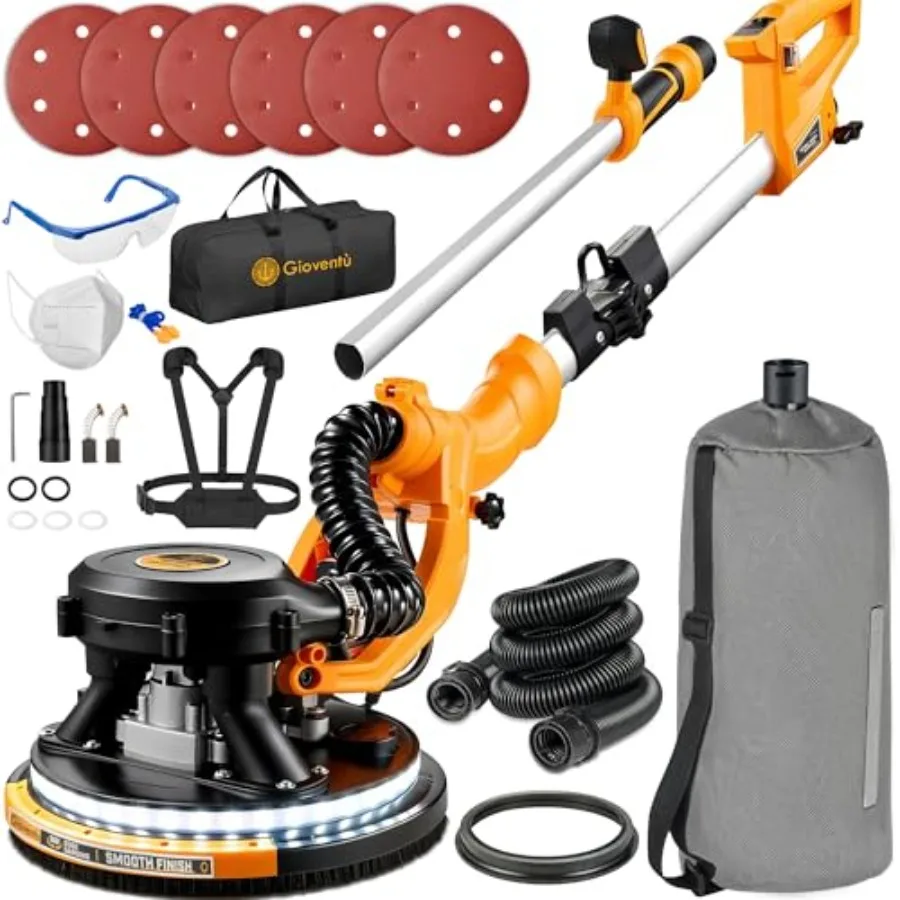 Electric Drywall Sander, 950W Drywall Power Sander with Vacuum Dust Collector, 9 Variable Speed 800-2100RPM, LED Light, Dustl W
Electric Drywall Sander, 950W Drywall Power Sander with Vacuum Dust Collector, 9 Variable Speed 800-2100RPM, LED Light, Dustl W