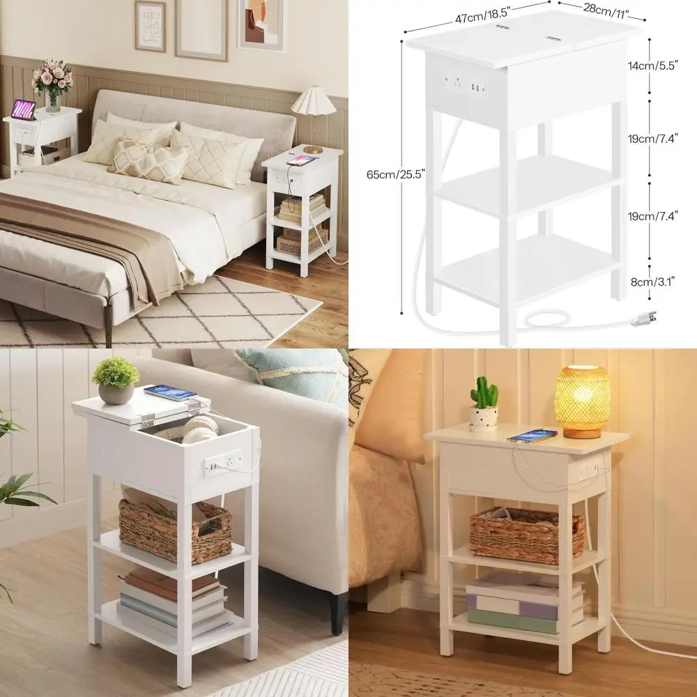 Белый откидной приставной столик с USB-зарядной станцией и местом для хранения для небольших помещений
Белый откидной приставной столик с USB-зарядной станцией и местом для хранения для небольших помещений