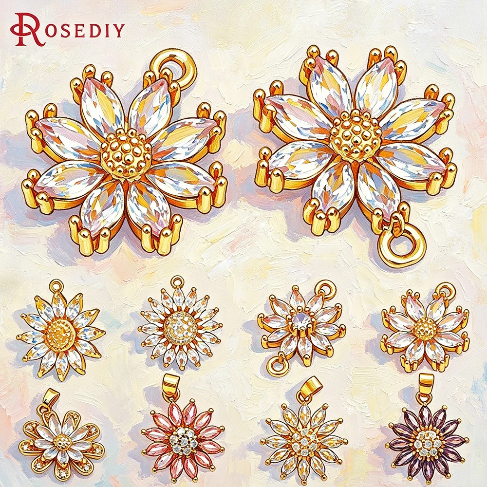 18K Gold Color Brass and Zircon Sunflower Necklaces Charms Pendants High Quality Diy Accessories Jewellery Making Materials
18K Gold Color Brass and Zircon Sunflower Necklaces Charms Pendants High Quality Diy Accessories Jewellery Making Materials
