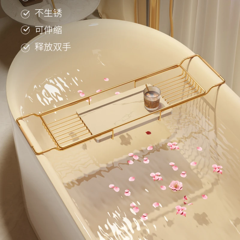 Bathtub storage rack with telescopic and multifunctional bathroom bath gold bracket
Bathtub storage rack with telescopic and multifunctional bathroom bath gold bracket