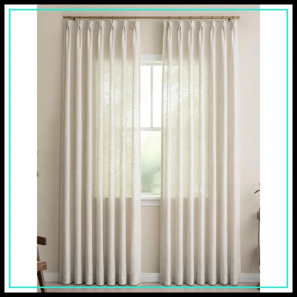 Light Filtering Pinch Pleated Curtains 90 Inches - Sheer Linen Look Drapes for Living Room, 2 Panels Set, Natural
Light Filtering Pinch Pleated Curtains 90 Inches - Sheer Linen Look Drapes for Living Room, 2 Panels Set, Natural
