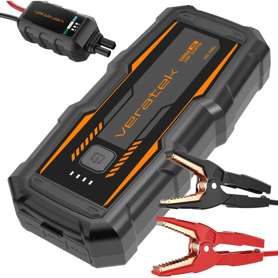 V6 Pro 1000A Car Battery Jump Starter Portable for 6.0L Gas 3.0L Diesel Vehicles 12V Lithium Battery Booster Pack with SmartCha
V6 Pro 1000A Car Battery Jump Starter Portable for 6.0L Gas 3.0L Diesel Vehicles 12V Lithium Battery Booster Pack with SmartCha
