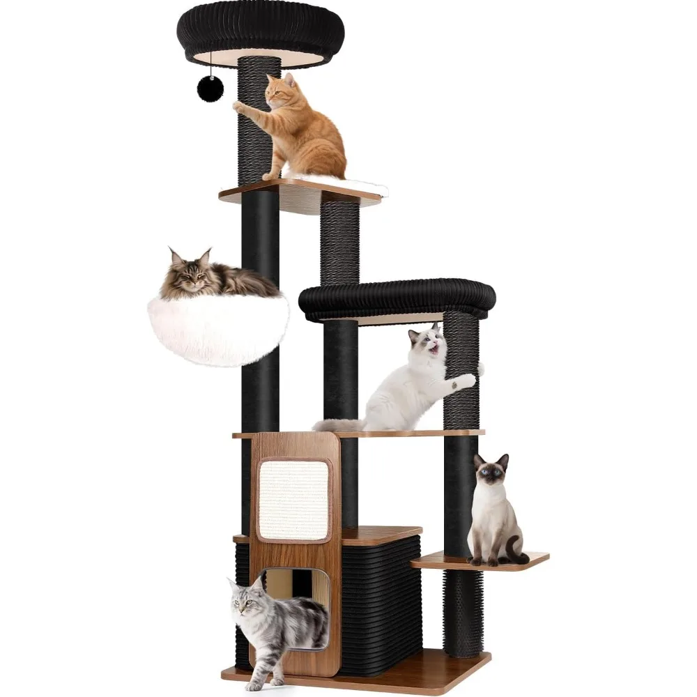 63inch Cat Tree Tower for Indoor Cats, Heavy Duty Cat Trees for Large Cats, Adult Big Cats Maine Coon Cat Tree Tower with Scratc
63inch Cat Tree Tower for Indoor Cats, Heavy Duty Cat Trees for Large Cats, Adult Big Cats Maine Coon Cat Tree Tower with Scratc