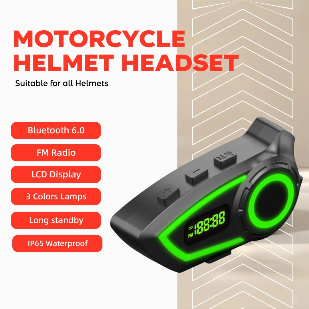 V6.0 Bluetooth Motorcycle Helmet Headset LCD Screen FM Radio Waterproof IP65 Handsfree Noise Reduction Wireless Headphone
V6.0 Bluetooth Motorcycle Helmet Headset LCD Screen FM Radio Waterproof IP65 Handsfree Noise Reduction Wireless Headphone