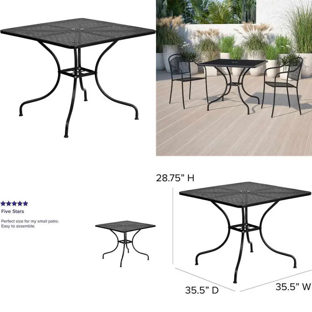 35.5 Square Steel Patio Table for Indoor and Outdoor Use with Umbrella Hole
35.5 Square Steel Patio Table for Indoor and Outdoor Use with Umbrella Hole