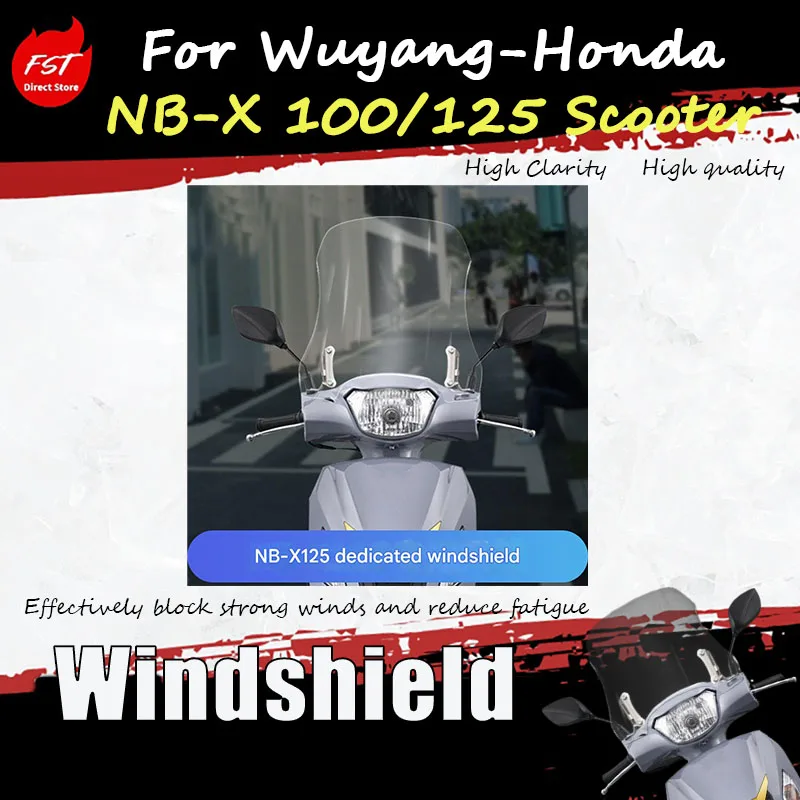 For Wuyang Honda NB-X100/125 Scooter Windshield High Clear PC Wind Screen Deflector with Mounting Bracket Kit Easy Installation
For Wuyang Honda NB-X100/125 Scooter Windshield High Clear PC Wind Screen Deflector with Mounting Bracket Kit Easy Installation