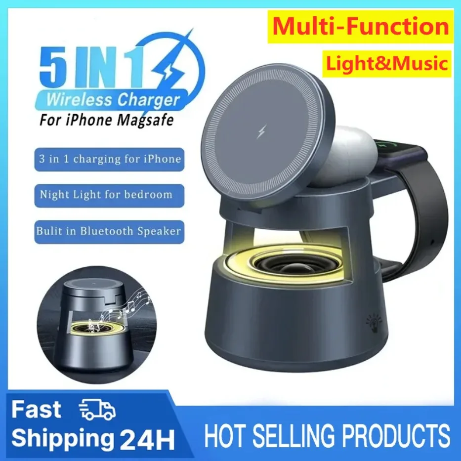 5 In 1 Magnetic Wireless Charger Stand Fast Charging Bluetooth Speaker Night Light For iPhone 16 15 14 13 12 Apple Watch Airpods
5 In 1 Magnetic Wireless Charger Stand Fast Charging Bluetooth Speaker Night Light For iPhone 16 15 14 13 12 Apple Watch Airpods