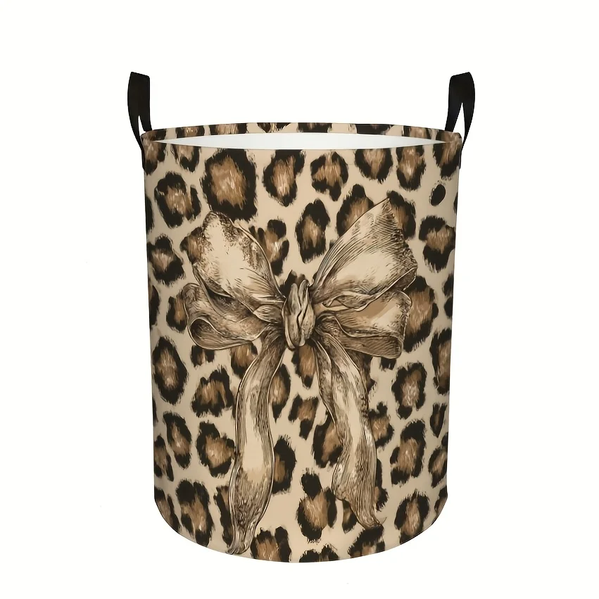 Leopard-Print Bow Laundry Basket with Sturdy Handle Contemporary Round Canvas Hamper Suitable for Room Bathroom Storage
Leopard-Print Bow Laundry Basket with Sturdy Handle Contemporary Round Canvas Hamper Suitable for Room Bathroom Storage