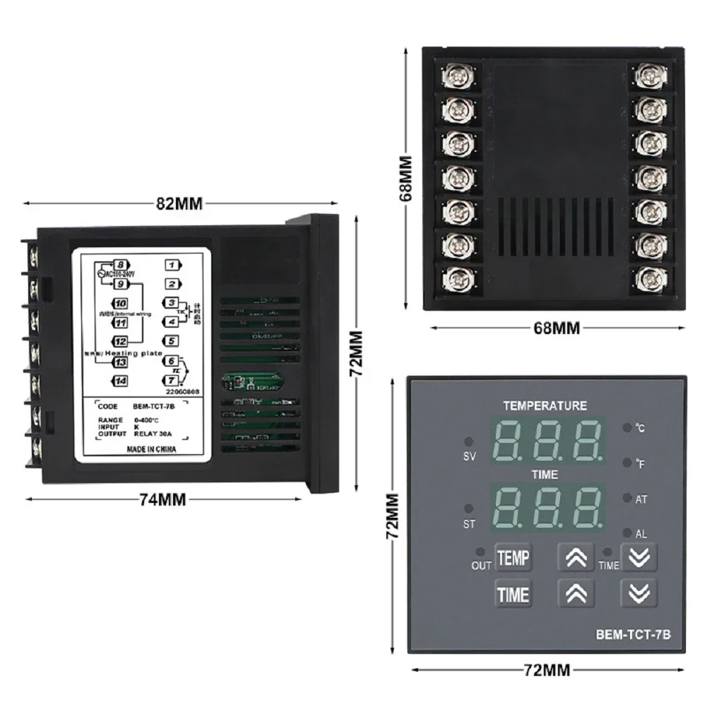 For Safe Operation Digital Thermostat Hot Stamping Equipment 68*68mm Opening Size User-Friendly Interface Built-in Buzzer Alarm
For Safe Operation Digital Thermostat Hot Stamping Equipment 68*68mm Opening Size User-Friendly Interface Built-in Buzzer Alarm