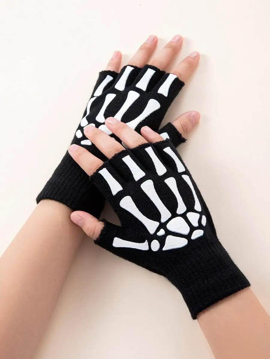 Street 1pair Skeleton Hand Print Open Finger Gloves For Men Women For Party Halloween
Street 1pair Skeleton Hand Print Open Finger Gloves For Men Women For Party Halloween