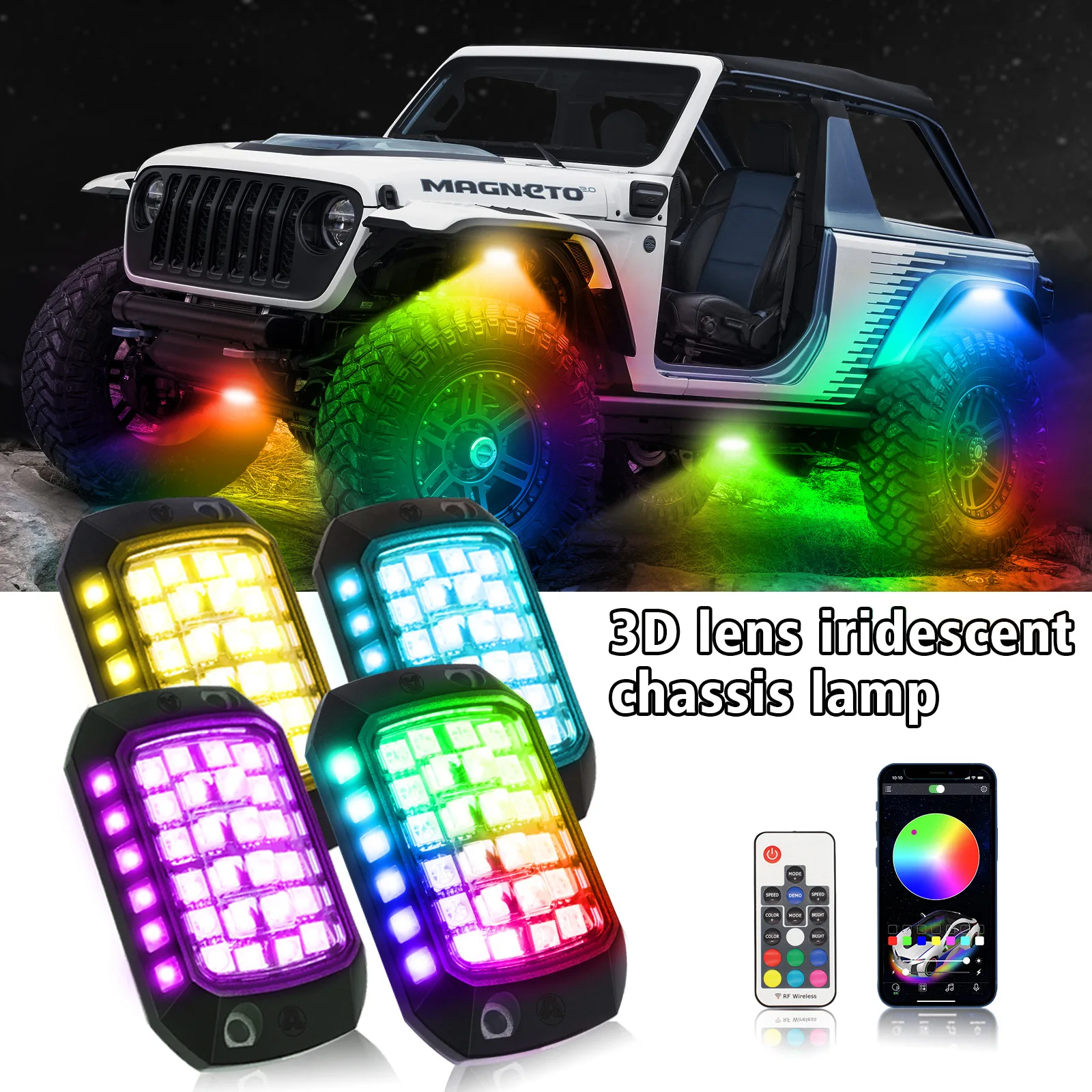 4/6/8/10/12PCS RGB LED Rock Light 3D Lens Car Underglow Chassis Light Universal For Jeep Truck SUV ATV UTV Decorative Accessorie
4/6/8/10/12PCS RGB LED Rock Light 3D Lens Car Underglow Chassis Light Universal For Jeep Truck SUV ATV UTV Decorative Accessorie