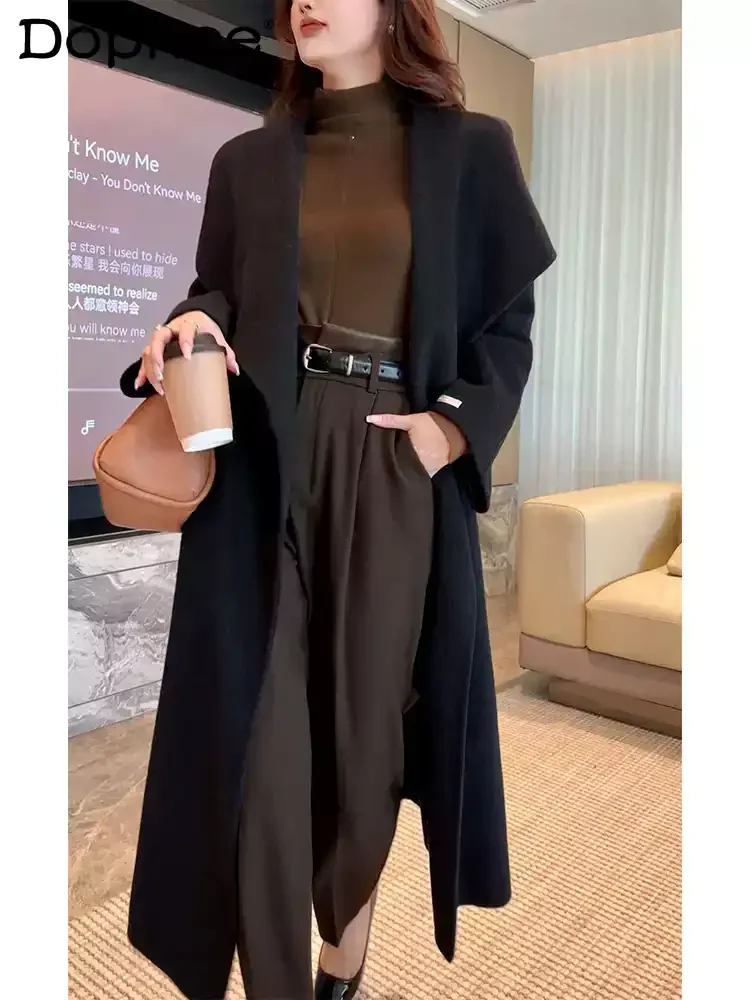 Temperament Large Lapel Collar Double-sided Wool Coat Fall Winter Loose Long Woolen Coat Coats and Jackets Women 2024 New
Temperament Large Lapel Collar Double-sided Wool Coat Fall Winter Loose Long Woolen Coat Coats and Jackets Women 2024 New
