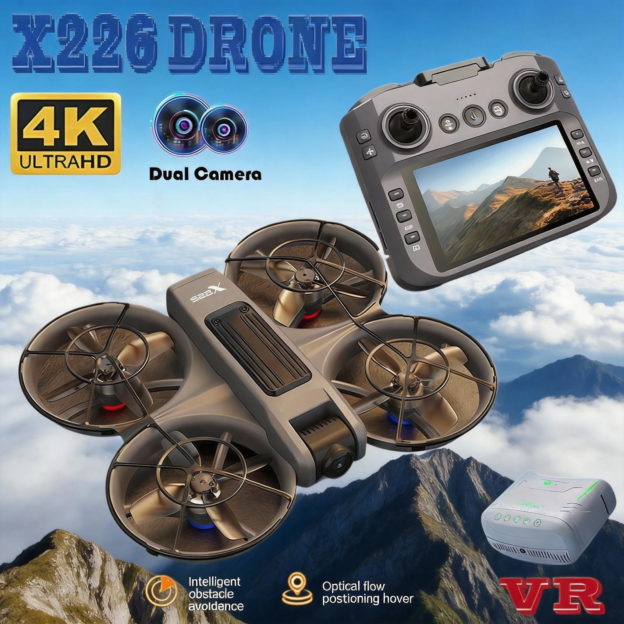 Профессиональный дрон X226 с камерой 4K HD, оптическим позиционированием, Wi-Fi FPV, ЖК-дисплеем, для аэрофотосъемки, радиоуправляемый квадрокоптер, игрушка-самолет
Профессиональный дрон X226 с камерой 4K HD, оптическим позиционированием, Wi-Fi FPV, ЖК-дисплеем, для аэрофотосъемки, радиоуправляемый квадрокоптер, игрушка-самолет