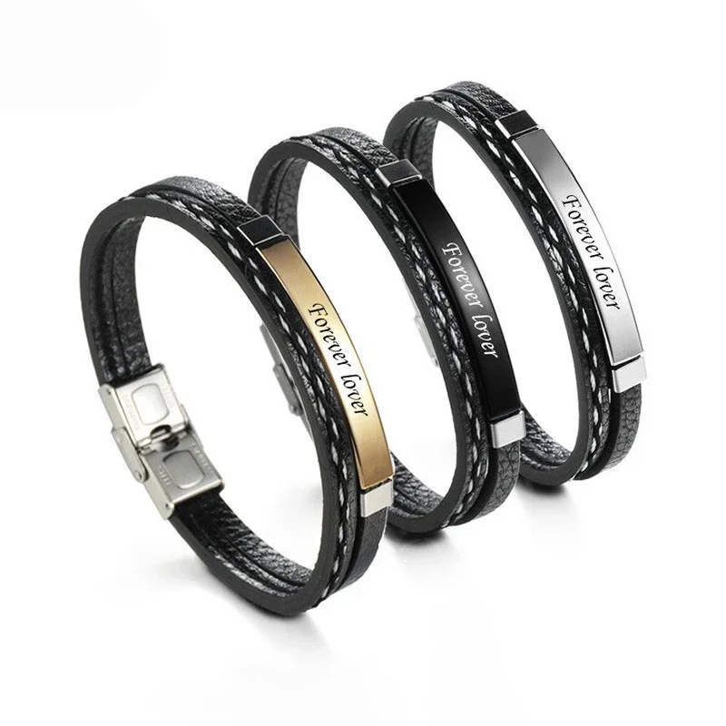 Customize Leather Bracelets For Men Women Engrave Name Date ID Stainless Steel Bangle Jewelry Gift
Customize Leather Bracelets For Men Women Engrave Name Date ID Stainless Steel Bangle Jewelry Gift