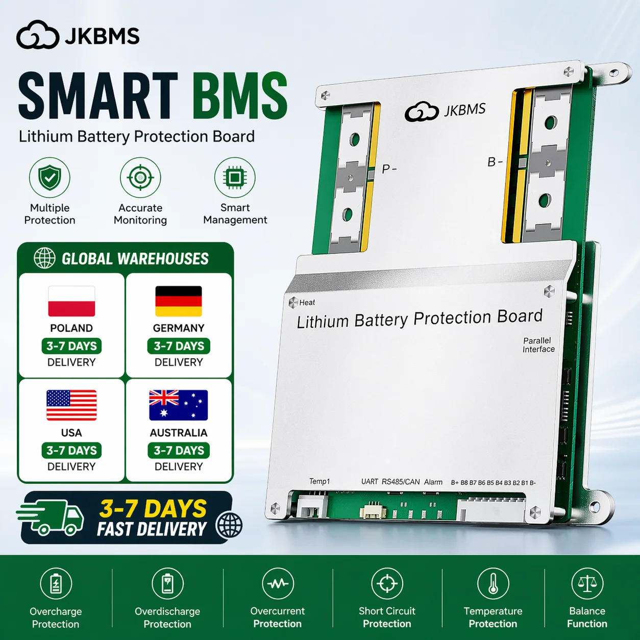 JK SAMRT BMS 4S 5S 6S 7S 8S 12V 24V BATTERY WITH 2A ACTIVE BALANCE HEAT FUNCTION ON SALE
JK SAMRT BMS 4S 5S 6S 7S 8S 12V 24V BATTERY WITH 2A ACTIVE BALANCE HEAT FUNCTION ON SALE