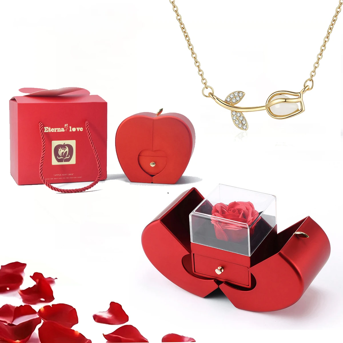 Exquisite Necklace Pendant With Apple Rose Gift Box Suitable Romantic Surprise For Women Girlfriends Mothers During Holidays
Exquisite Necklace Pendant With Apple Rose Gift Box Suitable Romantic Surprise For Women Girlfriends Mothers During Holidays