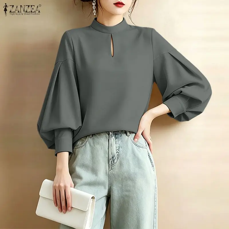 ZANZEA Women Elegant Blouses Keyhole Mock Neck Lantern Sleeve Solid Color Tops Spring Summer Vintage Casual Blusas de Mujer
ZANZEA Women Elegant Blouses Keyhole Mock Neck Lantern Sleeve Solid Color Tops Spring Summer Vintage Casual Blusas de Mujer