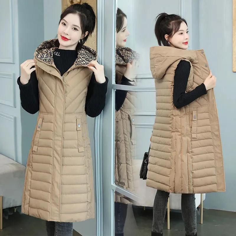 New Autumn Winter Women Warm Down Cotton Vest Coat Long Hooded Parker Waistcoat Fashion Female Korean Casual Quilted Vest Jacket
New Autumn Winter Women Warm Down Cotton Vest Coat Long Hooded Parker Waistcoat Fashion Female Korean Casual Quilted Vest Jacket