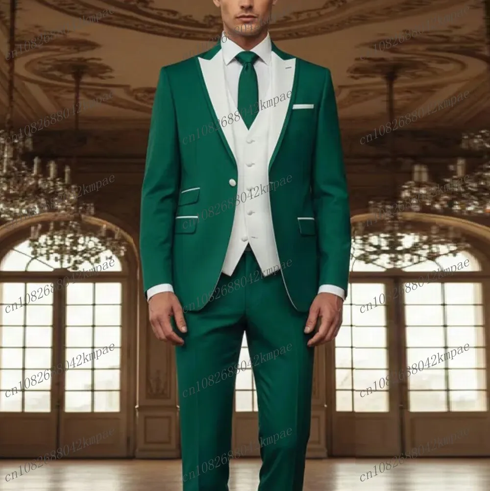 White And Green Men Suit Formal Groom Groomsman Wedding Party Prom Business Male Tuxedos 3 Piece Set Blazer Vest Pants
White And Green Men Suit Formal Groom Groomsman Wedding Party Prom Business Male Tuxedos 3 Piece Set Blazer Vest Pants