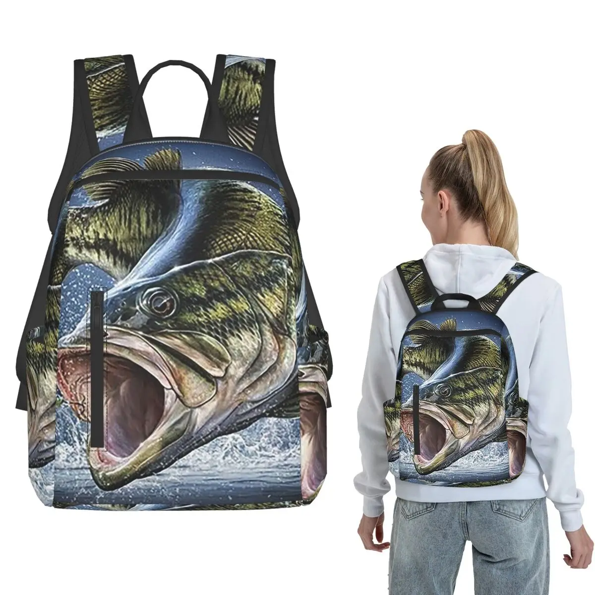 Leaping Fish Fishing Backpack Daypack Boys Girls BookBag School Bag Shoulder Bags for Men Women
Leaping Fish Fishing Backpack Daypack Boys Girls BookBag School Bag Shoulder Bags for Men Women