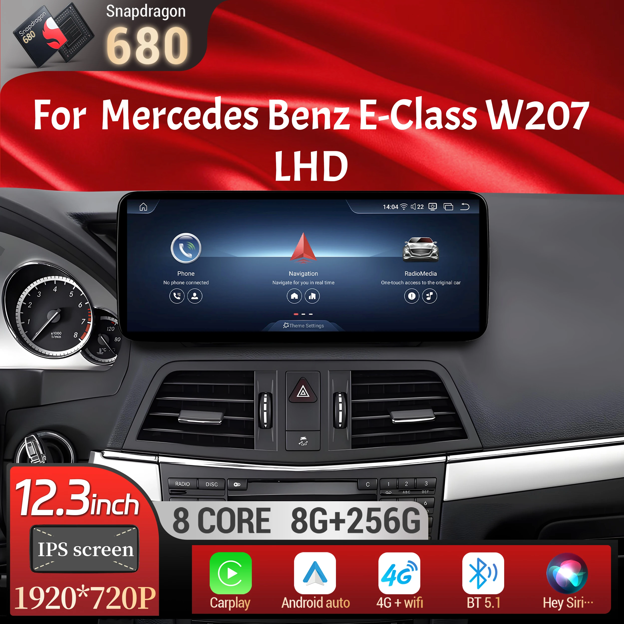 12.3"Left Hand Drive Car Radio For Mercedes Benz E-Class C207 W207 A207 2009-2016 Android 14 BT Carplay Snapdragon 680 Screen
12.3"Left Hand Drive Car Radio For Mercedes Benz E-Class C207 W207 A207 2009-2016 Android 14 BT Carplay Snapdragon 680 Screen