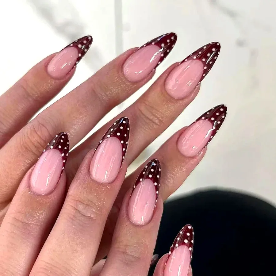 24pcs Blue Press on Nails with Polka Dot Pattern Design Almond Full Cover Nail Tip Flower Rhinestone False Nail French Fake Nail
24pcs Blue Press on Nails with Polka Dot Pattern Design Almond Full Cover Nail Tip Flower Rhinestone False Nail French Fake Nail