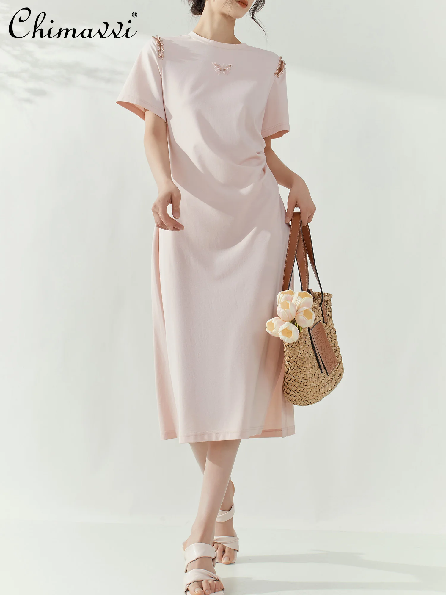 French Elegant Temperament Busines Dresses Round Neck Beaded 3D Butterfly Short Sleeve High Waist Casual Split Long Dress Women
French Elegant Temperament Busines Dresses Round Neck Beaded 3D Butterfly Short Sleeve High Waist Casual Split Long Dress Women