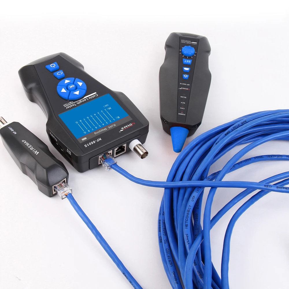 NOYAFA NF-8601S Lan Tester LCD Network Tester Lan Cable Tester RJ45 Crimper Lan Tools Cable Tester With Tone Generator
NOYAFA NF-8601S Lan Tester LCD Network Tester Lan Cable Tester RJ45 Crimper Lan Tools Cable Tester With Tone Generator
