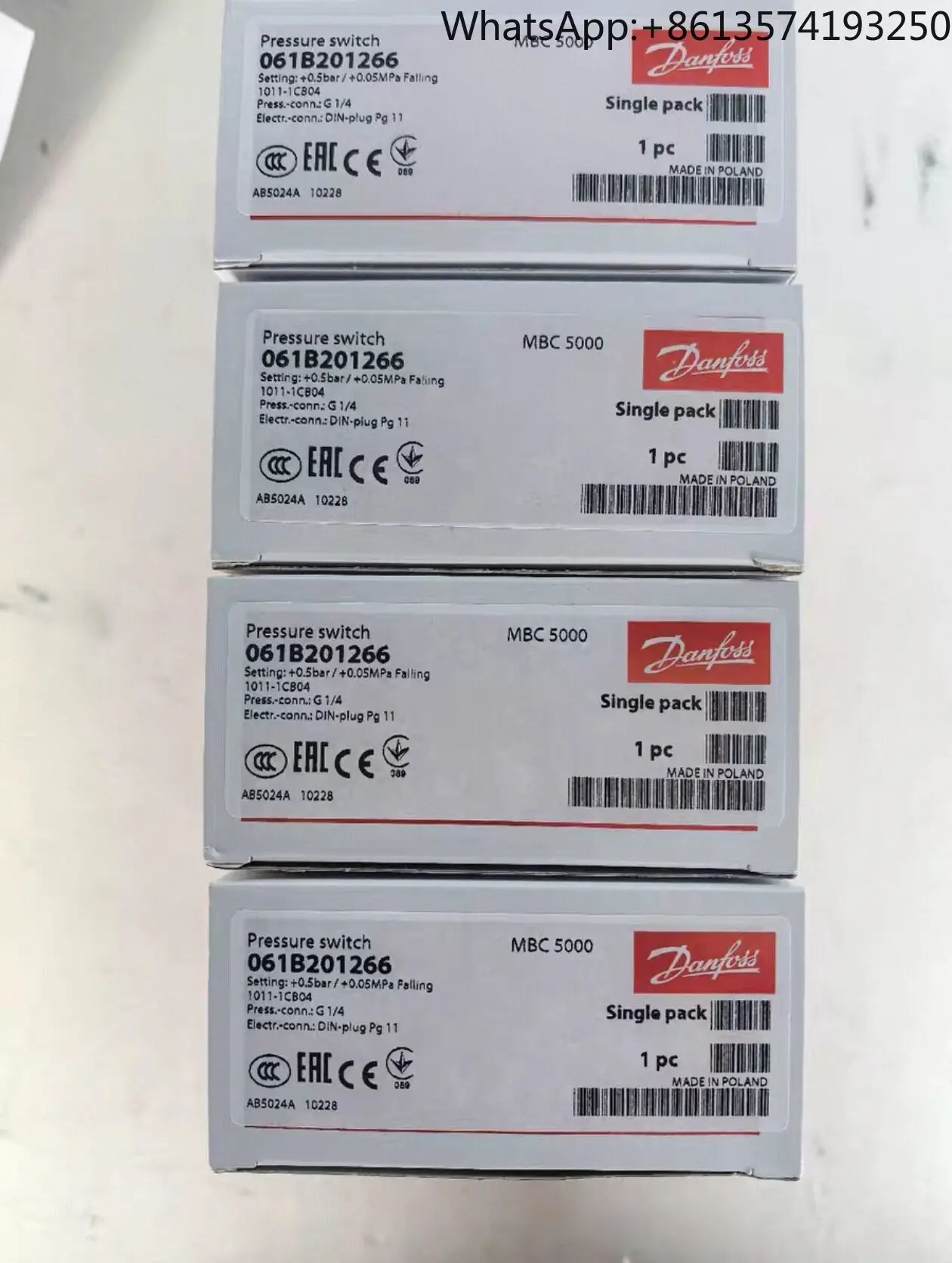 Model 061B201266 New Danfoss Pressure Switch Min stock
Model 061B201266 New Danfoss Pressure Switch Min stock