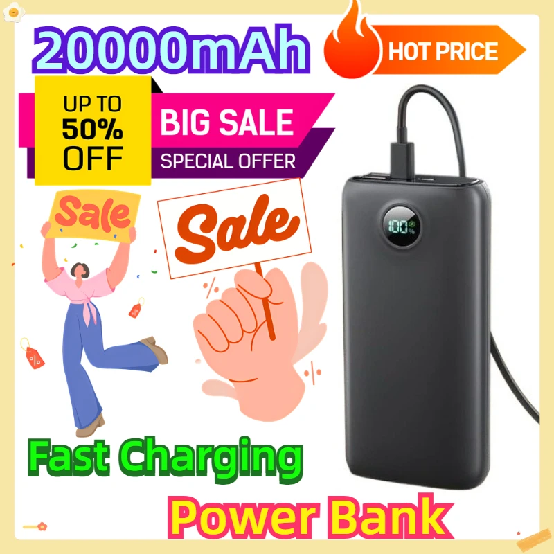 For Fast Charging with 2 USB Ports and 1 C-type Output Portable Charger 20000mAh Power Bank
For Fast Charging with 2 USB Ports and 1 C-type Output Portable Charger 20000mAh Power Bank