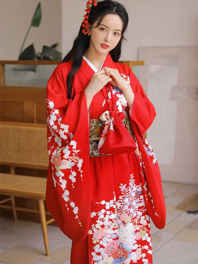 Women Japanese Traditional Furisode Kimono Red Color Floral Prints Formal Yukata Photography Dress Cosplay Costume
Women Japanese Traditional Furisode Kimono Red Color Floral Prints Formal Yukata Photography Dress Cosplay Costume