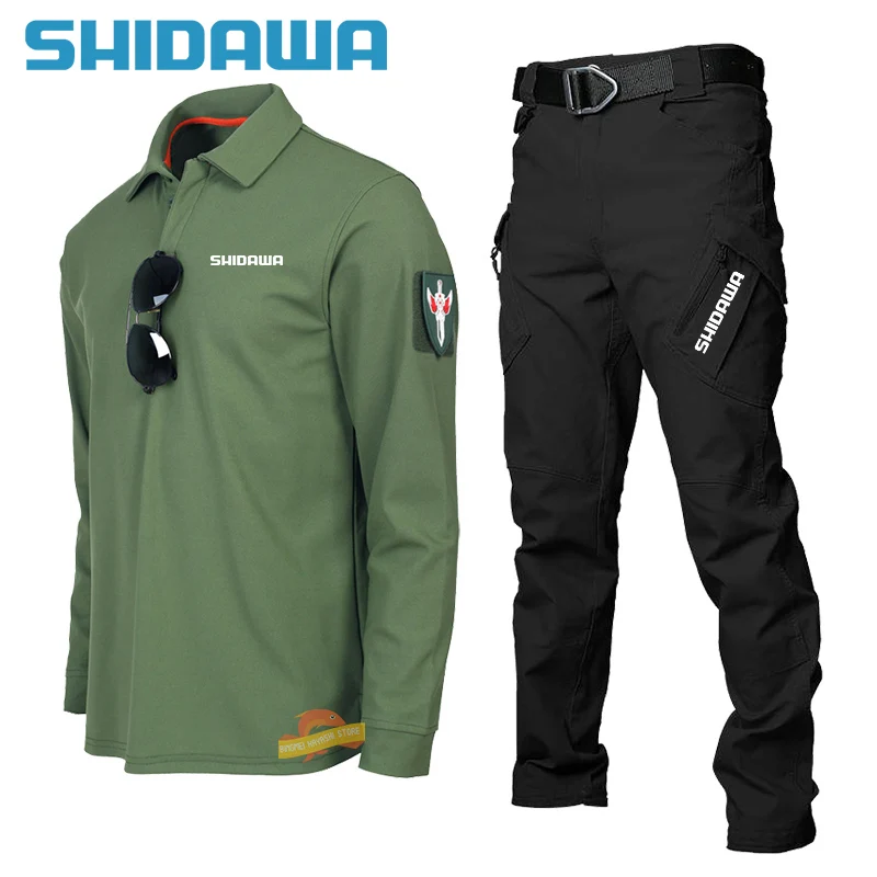 Men's Fishing Suit Lapel Army Fan T-shirt Multi Pocket Tactical Pants Two Piece Set Spring Summer Thin Climbing Fishing Clothing
Men's Fishing Suit Lapel Army Fan T-shirt Multi Pocket Tactical Pants Two Piece Set Spring Summer Thin Climbing Fishing Clothing