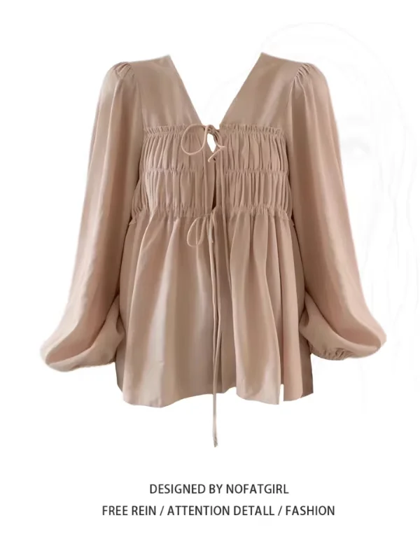 plus Size Women's Korean Style V-Neck Tie Waist Shirt Spring Long Sleeve Loose Slimming Casual Top Comfortable Fashionable
plus Size Women's Korean Style V-Neck Tie Waist Shirt Spring Long Sleeve Loose Slimming Casual Top Comfortable Fashionable