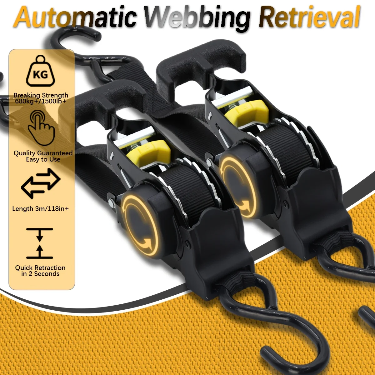 2pcs Automatic Retractable Ratchet Straps (2-Pack), 10ft Adjustable Self-Locking Heavy-Duty Design For Trucks, Trailers, Boats,
2pcs Automatic Retractable Ratchet Straps (2-Pack), 10ft Adjustable Self-Locking Heavy-Duty Design For Trucks, Trailers, Boats,