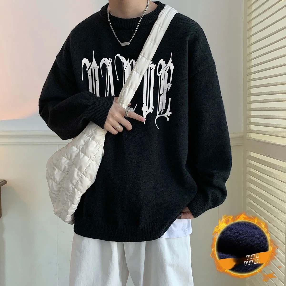 Мужской утепленный вязаный свитер с круглым вырезом и флисовой подкладкой, осенне-зимний, свободного кроя, базовый, в стиле Гонконг, свободный крой
Мужской утепленный вязаный свитер с круглым вырезом и флисовой подкладкой, осенне-зимний, свободного кроя, базовый, в стиле Гонконг, свободный крой