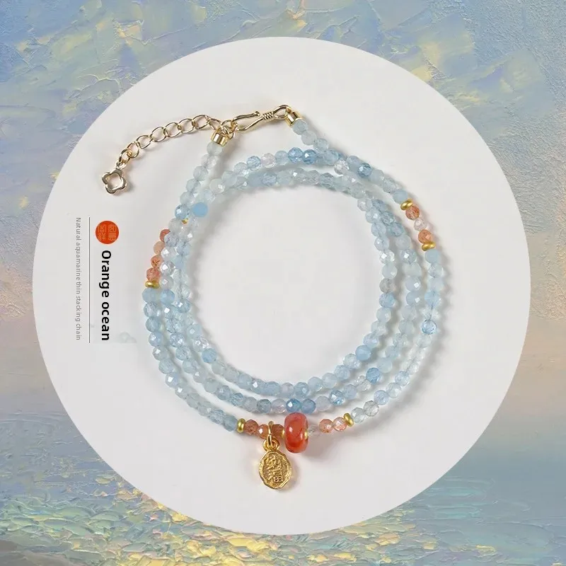 Orange Ocean Advanced Feeling Aquamarine 3mm Cut Edge Bead Hand String Fine Single Circle Stacked Wrist Three Circles Bracelets
Orange Ocean Advanced Feeling Aquamarine 3mm Cut Edge Bead Hand String Fine Single Circle Stacked Wrist Three Circles Bracelets