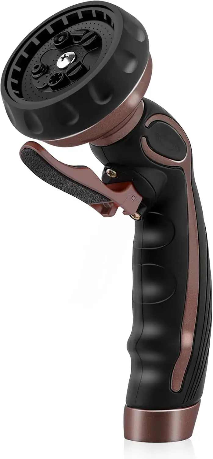 Сверхмощная металлическая насадка для шланга с 9 форсунками, самоблокирующимся триггером и клапаном включения/выключения — коричневый
Сверхмощная металлическая насадка для шланга с 9 форсунками, самоблокирующимся триггером и клапаном включения/выключения — коричневый