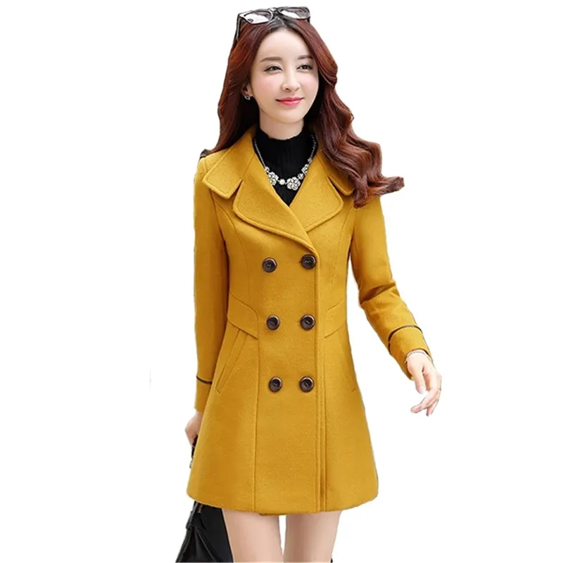 New Autumn Winter Women Woolen Coat Slim Windbreaker Coats Female Fashion Yellow Wool Blends Jackets Female Outerwear Mujer Coat
New Autumn Winter Women Woolen Coat Slim Windbreaker Coats Female Fashion Yellow Wool Blends Jackets Female Outerwear Mujer Coat