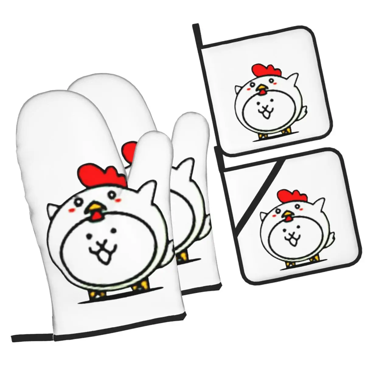 Battle Cats Oven Mitts and Pot Holder Sets of 4 for Baking Kitchen Cooking BBQ Resistant Non-Slip Gloves
Battle Cats Oven Mitts and Pot Holder Sets of 4 for Baking Kitchen Cooking BBQ Resistant Non-Slip Gloves