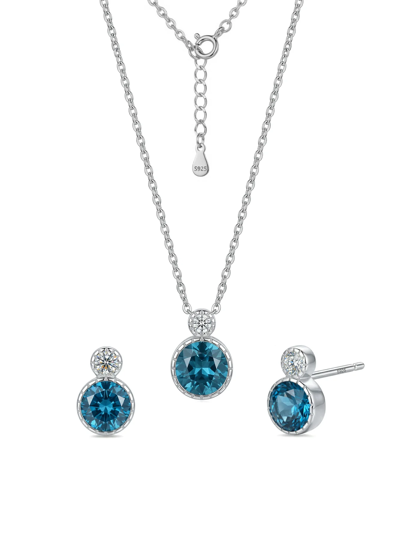 925 Sterling Silver Heart of the Ocean Blue Zircon Jewelry Set | Hypoallergenic Nickel-Free Necklace & Stud Earrings
925 Sterling Silver Heart of the Ocean Blue Zircon Jewelry Set | Hypoallergenic Nickel-Free Necklace & Stud Earrings