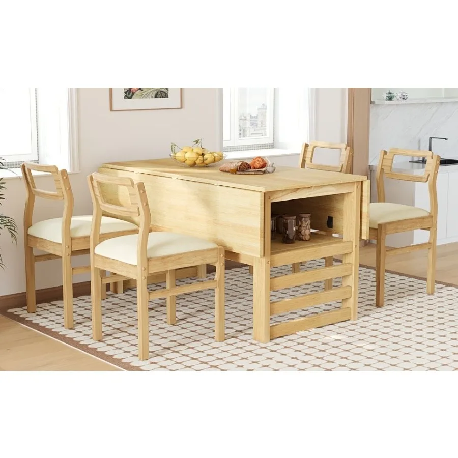 TOPMAX Modern 5Piece 47.2'' Extendable Wood Square Dining Table Set with Two 11.8inch Drop Leaves Compact Storage Shelf Kitchen
TOPMAX Modern 5Piece 47.2'' Extendable Wood Square Dining Table Set with Two 11.8inch Drop Leaves Compact Storage Shelf Kitchen