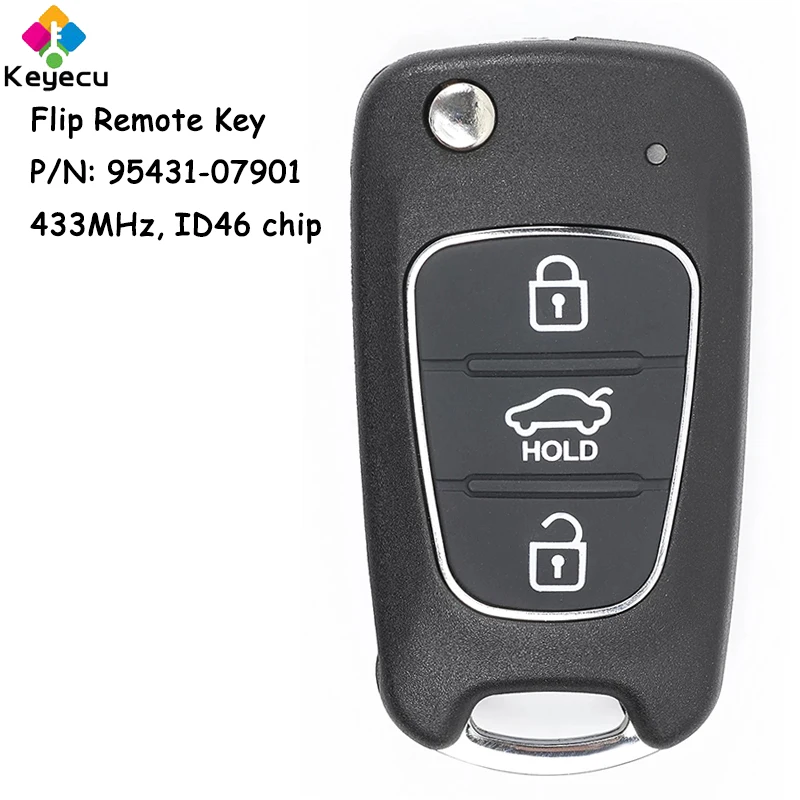 KEYECU Upgraded Flip Remote Control Car Key With 3 Buttons 433MHz ID46 Chip for Kia Morning Fob P/N: 95431-07901
KEYECU Upgraded Flip Remote Control Car Key With 3 Buttons 433MHz ID46 Chip for Kia Morning Fob P/N: 95431-07901
