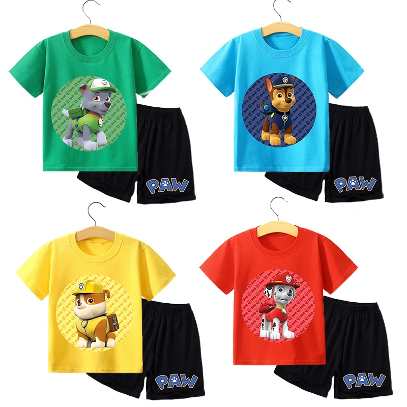 PAW Patrol T-shirt+shorts Children Clothing Chase Skye Cartoon Anime Short Sleeve Set Kawaii Fashion Tee Kid Home Clothes Tops
PAW Patrol T-shirt+shorts Children Clothing Chase Skye Cartoon Anime Short Sleeve Set Kawaii Fashion Tee Kid Home Clothes Tops