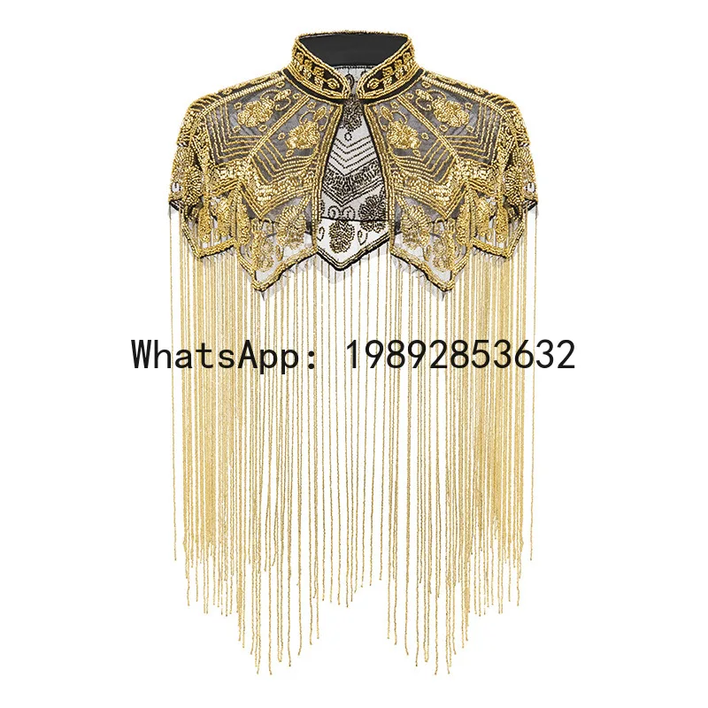 Sequin sequin dress women's retro banquet party pure handmade tassel evening dress with shawl
Sequin sequin dress women's retro banquet party pure handmade tassel evening dress with shawl