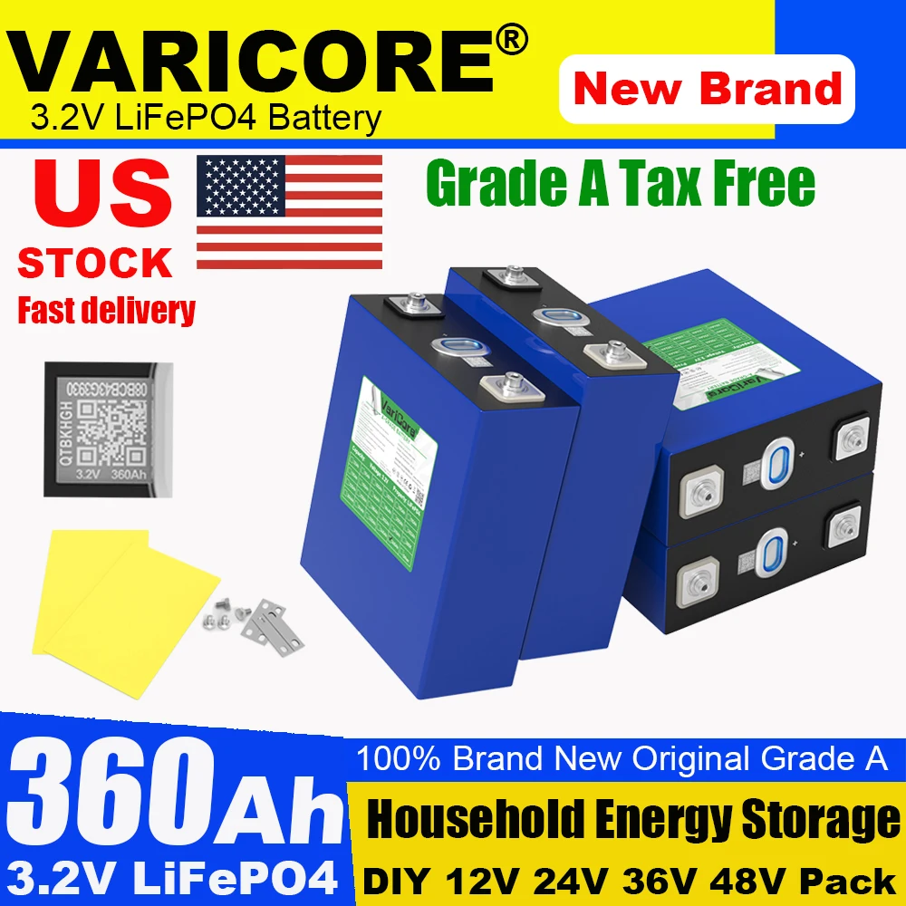 US Stock 3.2V 360Ah Lifepo4 Battery 12000 cycles DIY 12V 24V 48V Lithium iron phosphate Cell For Golf Cart Yacht Solar Camping
US Stock 3.2V 360Ah Lifepo4 Battery 12000 cycles DIY 12V 24V 48V Lithium iron phosphate Cell For Golf Cart Yacht Solar Camping