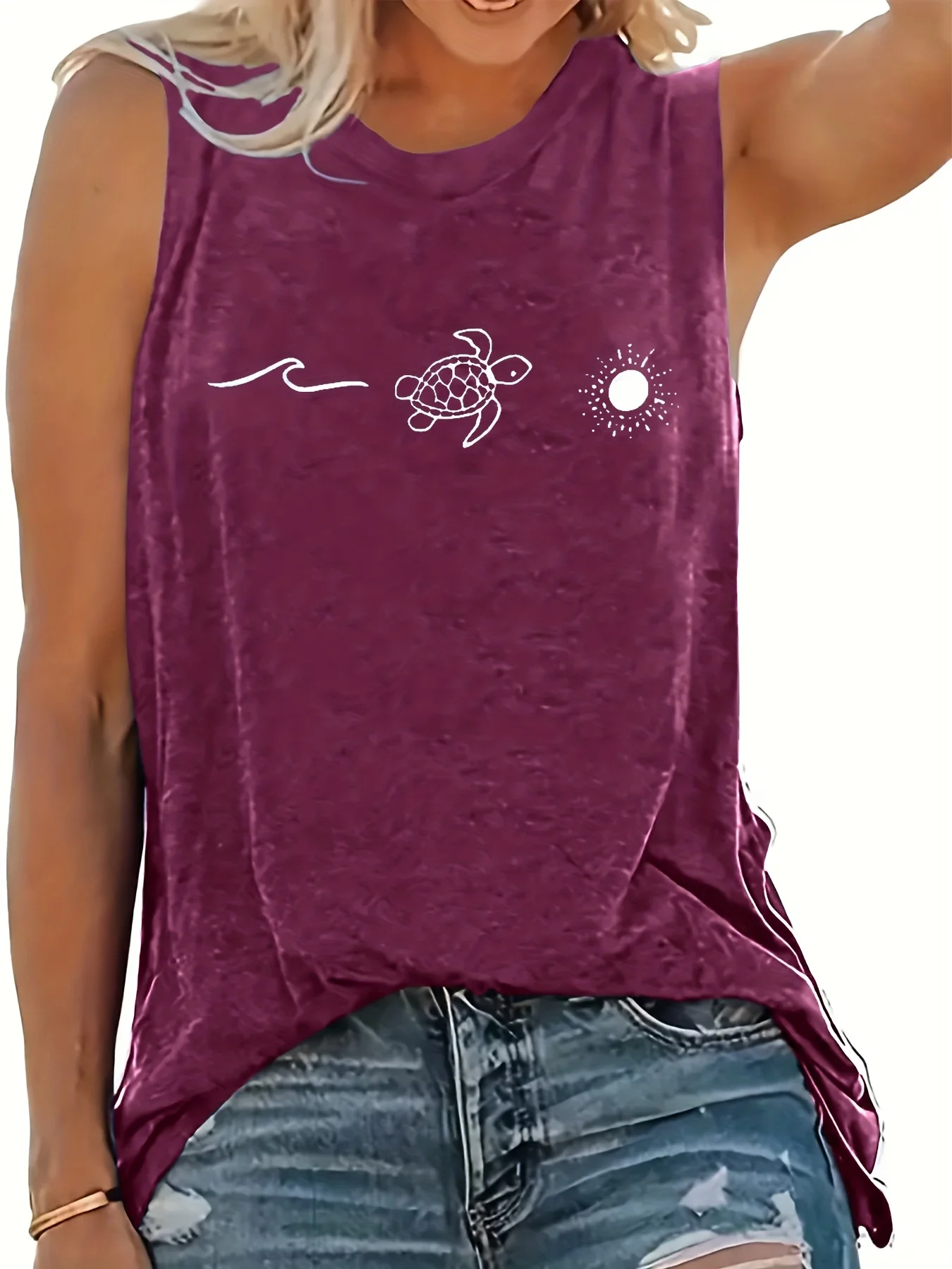 Solid Color Graphic Tank Top, Casual Sleeveless Crew Neck Tank Top For Spring & Summer, Women's Clothing
Solid Color Graphic Tank Top, Casual Sleeveless Crew Neck Tank Top For Spring & Summer, Women's Clothing