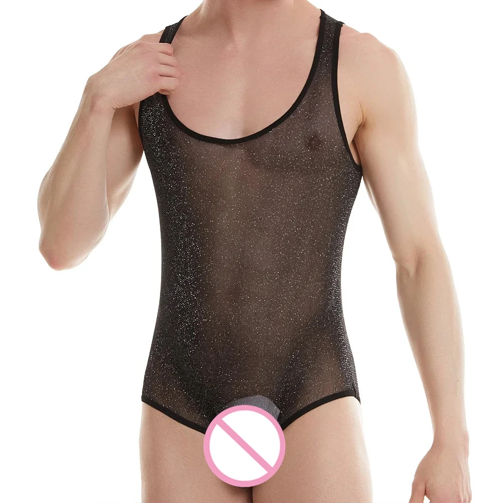 Mens Sexy Shiny Lingerie Sheer Mesh Bodysuit See Through One-Piece Pajamas Jumpsuit Male Sissy Rompers Gay Underwear Sleepwear
Mens Sexy Shiny Lingerie Sheer Mesh Bodysuit See Through One-Piece Pajamas Jumpsuit Male Sissy Rompers Gay Underwear Sleepwear