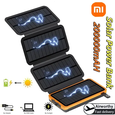 Xiaomi 200000mAH batterie solaire panneaux solaires pliants 5V 2A sortie USB Portable Camping en plein air énergie solaire pour IPhone Android