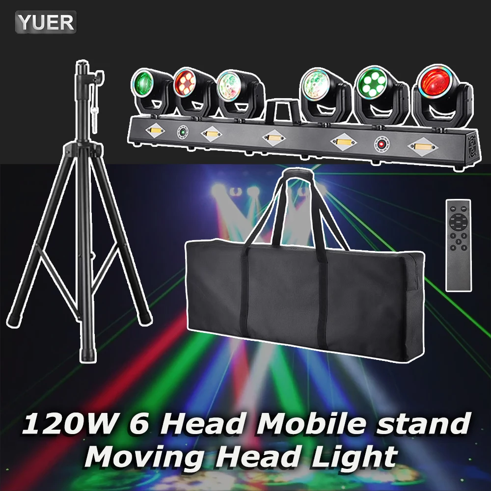 YUER Reiz With Mobile stand 120W 6 Head Moving Head Light RGB Strobe Effect Stage Lighting DMX Sound Control For DJ Disco Show
YUER Reiz With Mobile stand 120W 6 Head Moving Head Light RGB Strobe Effect Stage Lighting DMX Sound Control For DJ Disco Show